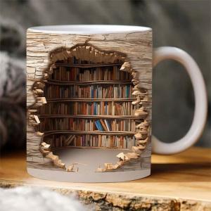 3D Bookshelf Mug for Book Lovers
