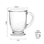 Set of 8 Clear 15 OZ Coffee Mugs