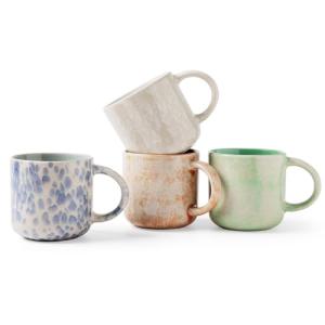 Set of 4 Modern 12 OZ Ceramic Coffee Mugs