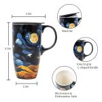 Starry Night Ceramic Coffee Mug with Lid