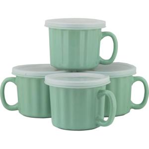 Turquoise 16oz Soup Mugs Set of 4 with Lids