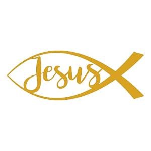 Gold Jesus Fish Vinyl Decal Stickers Set of 2