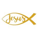 Gold Jesus Fish Vinyl Decal Stickers Set of 2