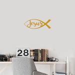 Gold Jesus Fish Vinyl Decal Stickers Set of 2