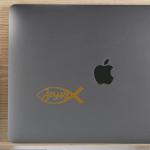 Gold Jesus Fish Vinyl Decal Stickers Set of 2