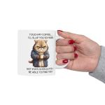 Funny Cat Coffee Mug with Touch My Coffee Quote