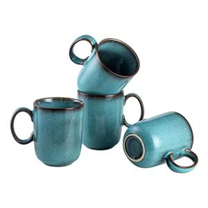 Teal Ceramic Coffee Mugs Set of 4