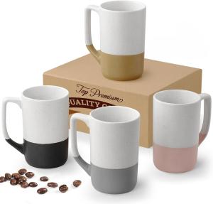 Set of 4 Large Ceramic Coffee Mugs