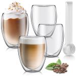 Set of 4 Insulated Glass Coffee Mugs