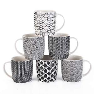 Set of 6 Black and White Geometric Mugs