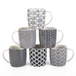 Set of 6 Black and White Geometric Mugs