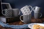 Set of 6 Black and White Geometric Mugs
