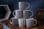 Set of 6 Black and White Geometric Mugs