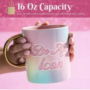 Paris Hilton Gold Handle Ceramic Coffee Mug 16oz