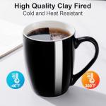 Black Ceramic Coffee Mug Set of 2, 12 Oz