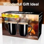 Black Ceramic Coffee Mug Set of 2, 12 Oz