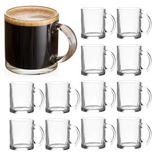 Clear Glass Coffee Mugs, 12 oz - Set of 12
