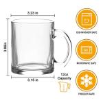 Clear Glass Coffee Mugs, 12 oz - Set of 12