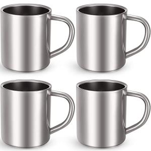 4-Pack Stainless Steel Coffee Mugs for Camping