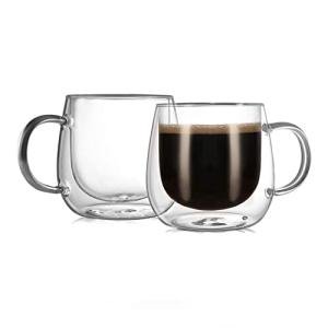 10oz Double Walled Glass Coffee Mugs - 2-Pack