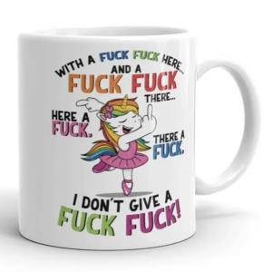 Funny Unicorn Coffee Mug - I Don't Care 15oz