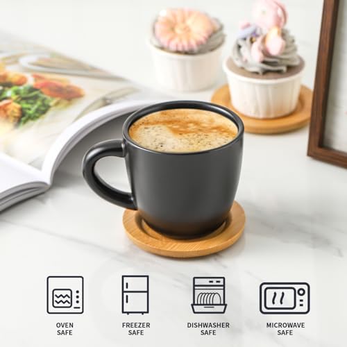 Set of 6 Black Porcelain Cappuccino Cups