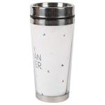 Geometric Cream 16 Ounce Travel Mug Tumbler