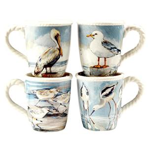 Coastal Shorebird Ceramic Mugs Set of 4
