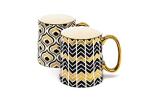 KooK Black and Gold Geometric Coffee Mug Set