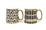 KooK Black and Gold Geometric Coffee Mug Set