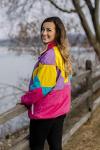 Retro Neon Windbreaker Reversible Pullover Jacket