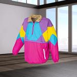 Retro Neon Windbreaker Reversible Pullover Jacket