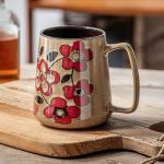 24oz Handmade Ceramic Coffee Mug with Big Handle