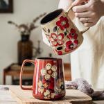 24oz Handmade Ceramic Coffee Mug with Big Handle