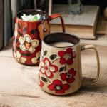 24oz Handmade Ceramic Coffee Mug with Big Handle