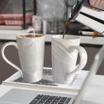 20 OZ Grey Marble Ceramic Coffee Mugs Set