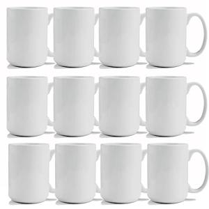 TANGLONG 15 oz White Coffee Mugs Set of 12