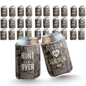 Personalized Camouflage Wedding Can Coolers, Set of 25
