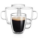 YUNCANG Double Wall Insulated Glass Coffee Mugs