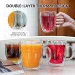 YUNCANG Double Wall Insulated Glass Coffee Mugs