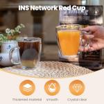 YUNCANG Double Wall Insulated Glass Coffee Mugs