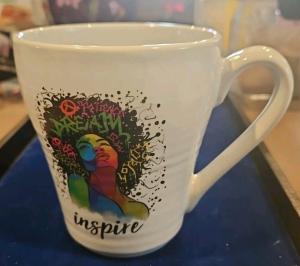 Black Cat Ceramic Coffee Mug: Hand Printed Designs, 12oz