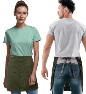 Moss Green Half Apron with Leather Straps