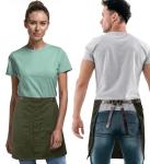 Moss Green Half Apron with Leather Straps