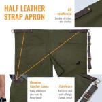 Moss Green Half Apron with Leather Straps
