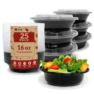 16 oz Reusable Meal Prep Container Bowls - 25 Pack