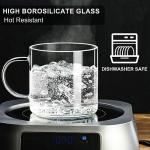 Clear Glass Coffee Mugs Set of 2, 14oz