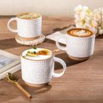 Stackable Ceramic Coffee Mugs Set of 4