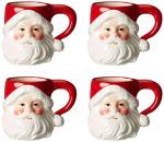 Set of 4 Classic Santa Head Coffee Mugs