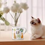 Cute Cat and Plant Coffee Mug 12 oz